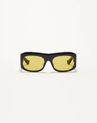 Valentino Occhiale Rettangolare In Acetato unisex NERO/GIALLO 57