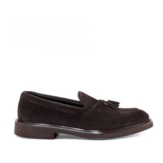 Doucal's Schoenen, Heren, Bruin, 43 1/2 EU, Suède, Bruine Suède Loafer met Stikdetail