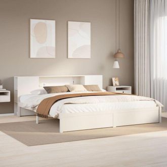 vidaXL Vidaxl - Cama Con Estanter&iacute;a Sin Colch&oacute;n Madera Maciza Blanca 180x200 Cm