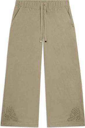 Freddy Pantaloni Cropped con Ricamo Floreale al Fondo