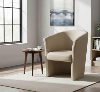 Dmora Dmora Fauteuil Avec Rev&ecirc;tement En &Eacute;co-cuir, Couleur Beige, Dimensions 65 X 78 X 60 Cm