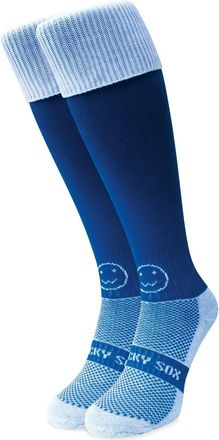 Wackysox Royal Blue with White Turnover Knee Length Sports Socks, Rugby Socks, Hockey Socks