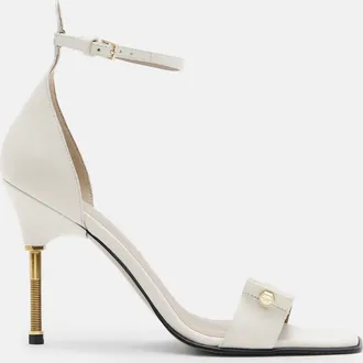 AllSaints cow leather Betty Square Toe Leather Heeled Sandals, Size: 8