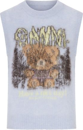 Ganni CREWNECK KNITTED VEST WITH FRONT GRAPHIC INTARSIA - Ganni - Woman