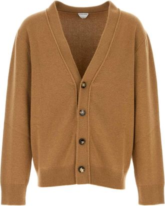 Bottega Veneta Camel Stretch Cashmere Blend Cardigan
