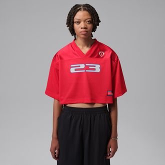 Nike Jordan Womens Jordan Brooklyn Jersey Top in Red | IM6850-657