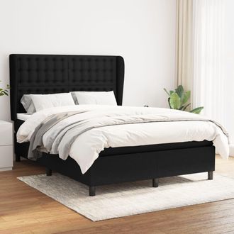 vidaXL Cama Box Spring Con Colch&oacute;n Tela Negro 140x190 Cm Vidaxl