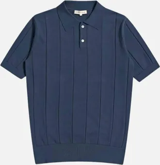 Far Afield Mens Jacobs Knitted Short Sleeve Polo In Navy