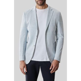 Robert Barakett Vorn Plaid Knit Sport Coat in Powder Blue at Nordstrom, Size Xx-Large