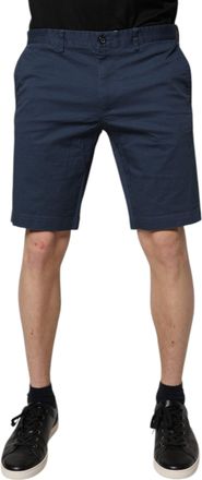 Dolce & Gabbana Blue Cotton Mid Waist Men Bermuda Shorts Elastane
