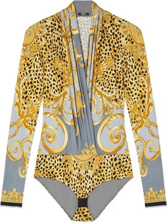 Versace Graphic Print V-Neck Bodysuit
