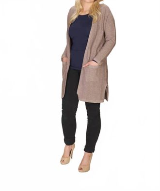 Papillon Long Sleeve Knit Cardigan In Tan