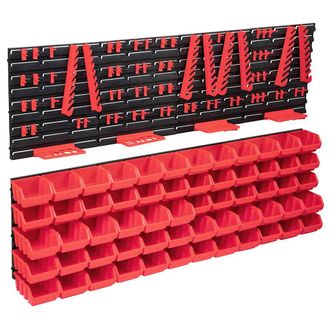 Berkfield Home 136 Piece Storage Bin Kit with Wall Panels Red & Black