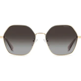 Polaroid 56mm Polarized Gradient Square Sunglasses in Gold Brown/Brown at Nordstrom