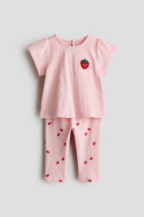 H&M 2-piece top and leggings set in Light Pink/strawberry at Nordstrom, Size 12M