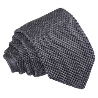 DQT Knit Knitted Formal Casual Plain Slim Tie Charcoal