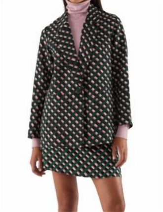 Compañíafantástica Suit Blazer With Geometric Print In Green/pink/black