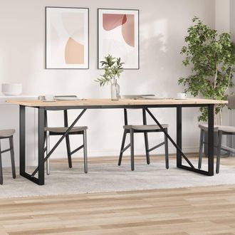 vidaXL Mesa De Comedor Marco O Madera Maciza Pino Acero 200x100x75,5cm Vidaxl