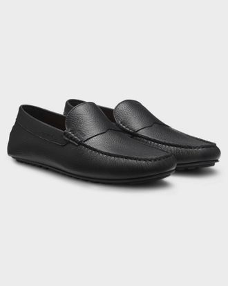 Boss Orange by Hugo Boss Mens Noel Logo Detail Loafers in Black Leather - Size UK 10
