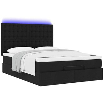 vidaXL Estructura Cama Otomana Colch&oacute;n Tela Negra 140x190 Cm Vidaxl
