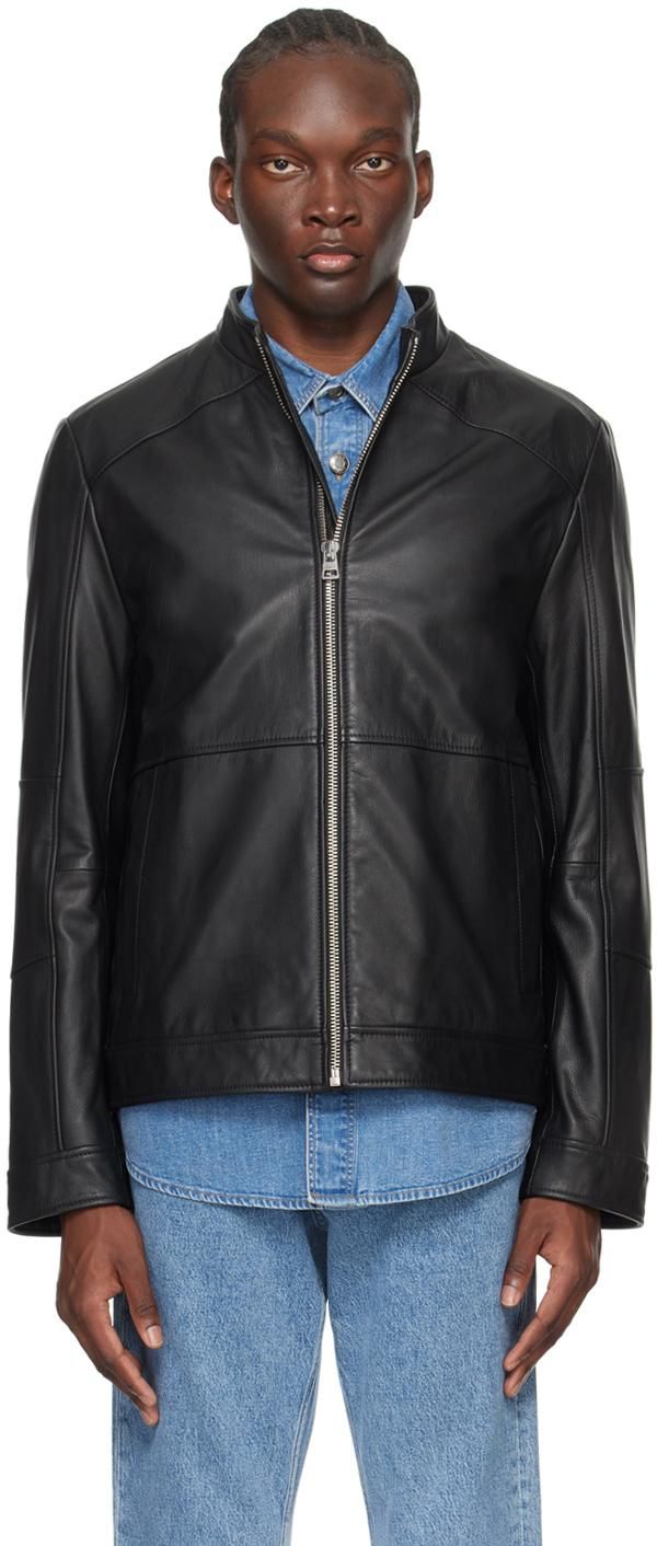 Hugo boss leather jacket sale best sale