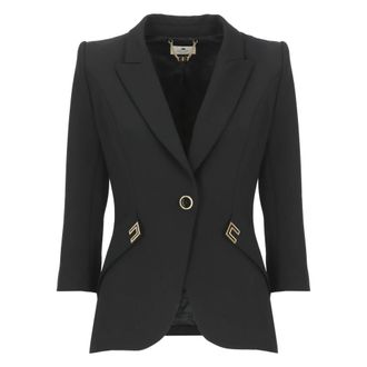 Elisabetta Franchi Blazers, female, Black, Size: 2XS Single-breasted Blazer Jacket