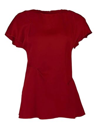 Victoria Beckham draped ruffle top - women - Viscose/Acetate - 10 - Red