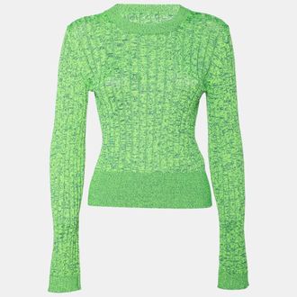 Maison Margiela Mm6 Maison Margiela Green Space Dyed Ribbed Knit Sweater