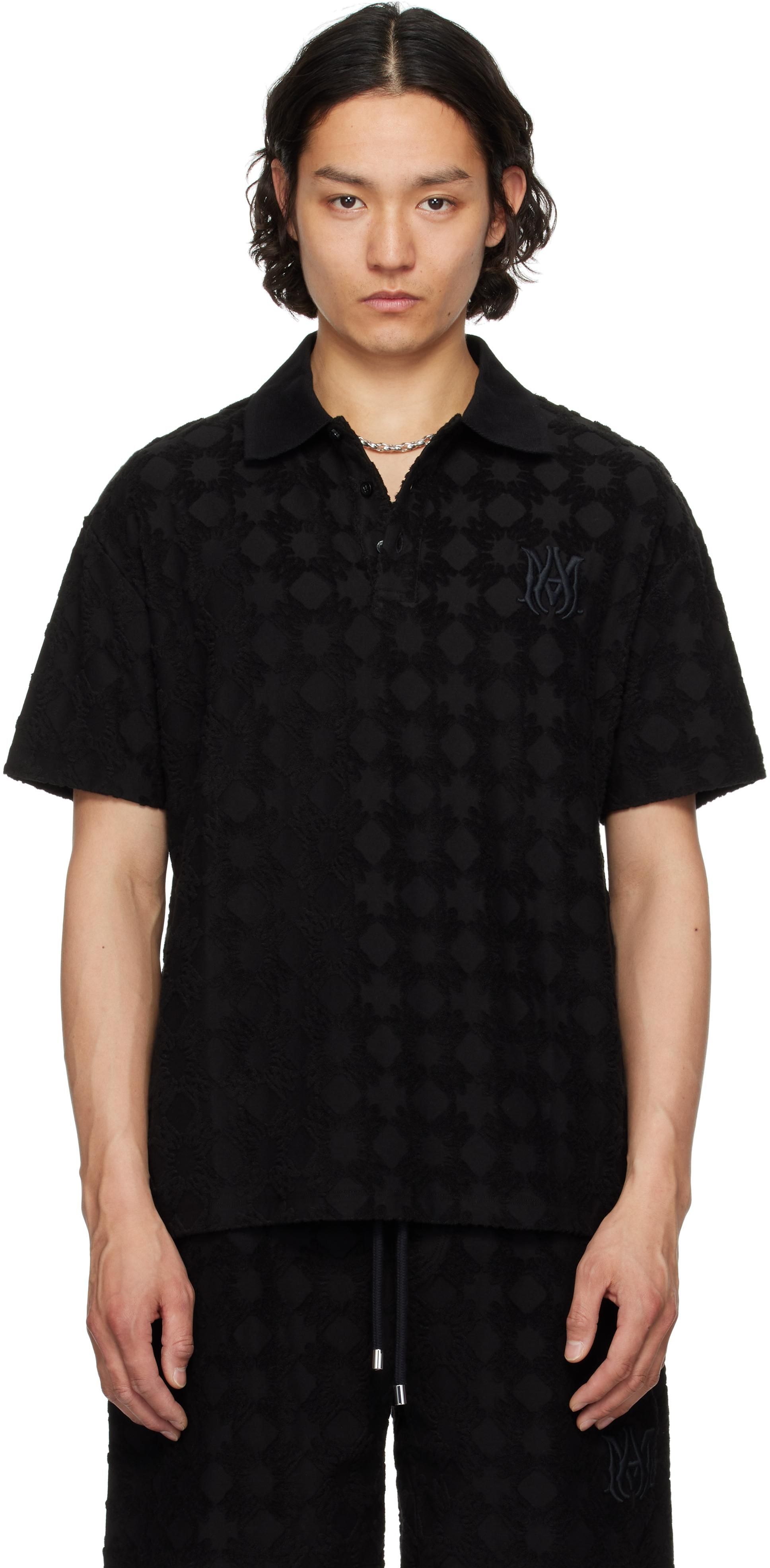 Tシャツ・カットソー AMIRI Men Polo Shirts AMJYTE1179BLACK Black MA QUAD TOWELING POLO - Black | AMIRI