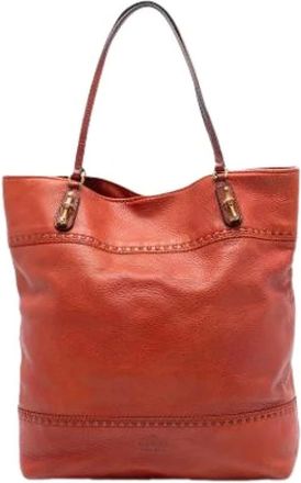 Gucci Pre-owned Tote Bags, female, Orange, Size: ONE SIZE Pre-owned Leather Tote