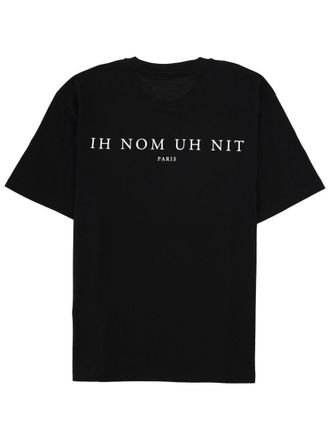 Ih Nom Uh Nit Newspaper Mask Print T-Shirt - Black