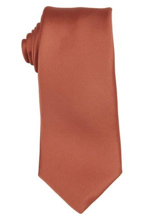 Brooklyn Brigade Mens Solid Satin X-Long Tie in Terracotta at Nordstrom