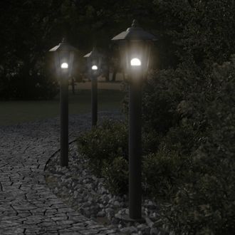 vidaXL L&aacute;mparas De Suelo De Exterior 3 Uds Acero Inoxidable Negro 80cm Vidaxl