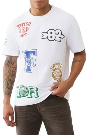 True Religion Embroidered Uni Logos Cotton Graphic T-Shirt in Optic White at Nordstrom, Size Xx-Large