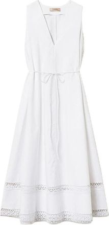Twinset Midi jurk - Dames - Casual kleedjes - Wit - M - Kleedjes