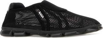 Miu Miu Womens Mesh Slip-On Sneaker Black Fabric