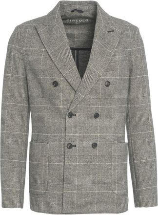 Circolo 1901 Double-Breasted Check Knit Blazer