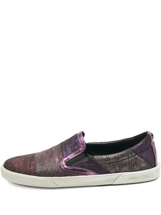 Jimmy Choo London lace-print suede sneakers - Purple