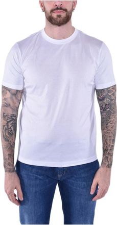 Eleventy Tops, Heren, Wit, XL, Katoen, Ronde Hals Katoenen T-shirt