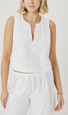 Splendid Kenzie Geo Eyelet Crop Tank in White at Nordstrom, Size X-Large