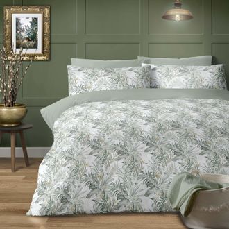 Lewis's Daintree Duvet Set - Green - King | TJ Hughes