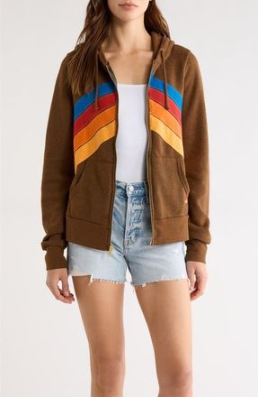 Aviator Nation Mountain Stitch Chevron Zip Hoodie in Cinnamon at Nordstrom, Size Medium