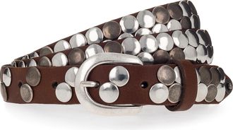 Mustang Lederg&uuml;rtel MUSTANG, Damen, Gr. 100, middle braun, Rindsleder, G&uuml;rtel Lederg&uuml;rtel, Echtleder, mit Plattnieten verziert, einfache Dornschliesse