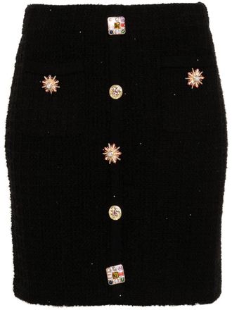 Self Portrait jewel buttons knitted mini skirt - Black