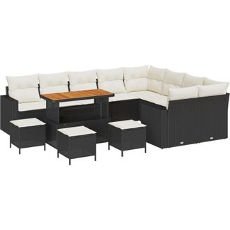 vidaXL Vidaxl - Garden Sofa Set 13 pcs Black and cream 110 x 55 x 71 cm