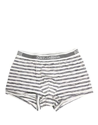 Dolce & Gabbana Gray White Stripes Men Regular Boxer Underwear Cotton Elastane Clothing
