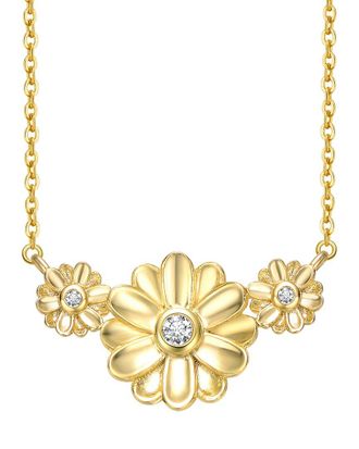 Rachel Glauber 14K Plated CZ Flower Necklace