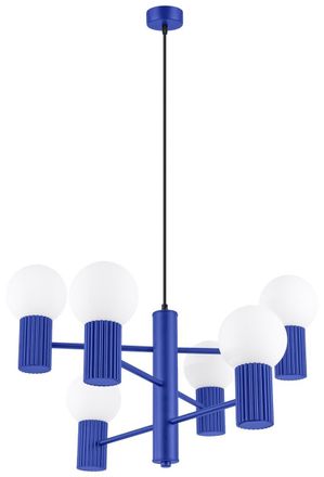 Sollux Lighting Design Pendellampe Halo 6-flammig, Ultramarin