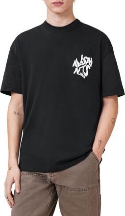 AllSaints Orlando Logo Oversize Graphic T-Shirt in Jet Black at Nordstrom, Size Xx-Large