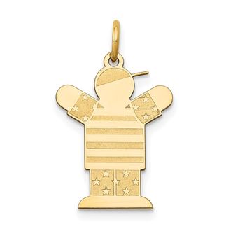 Diamond2Deal 14k Yellow Gold The Kids Small Stars and Stripes Boy Engravable Love Charm Pendant